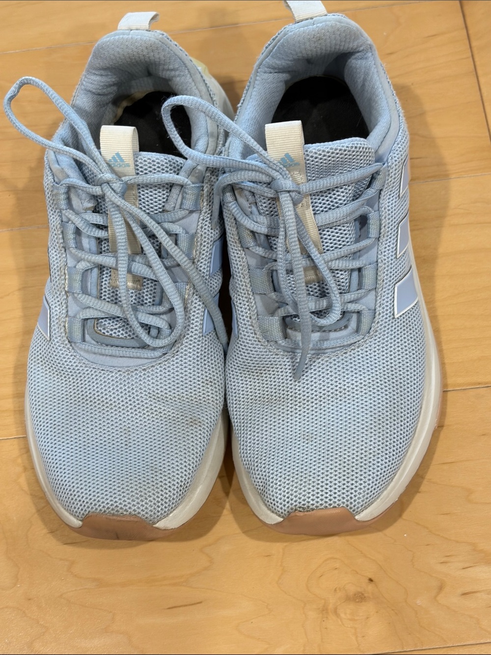 adidas Powder Blue Mesh Athletic Sneakers with White Accents Cloudfoam Size 8